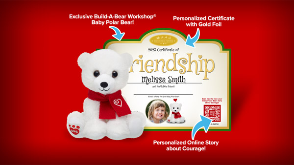 Build-A-Bear Baby Polar Bear with Certificate and Online Story